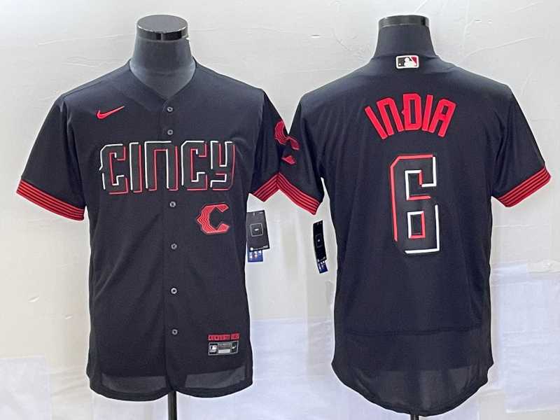 Men%27s Cincinnati Reds #6 Jonathan India Black 2023 City Connect Flex Base Stitched Jerseys